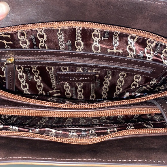 Tignanello Mojave X-body Brown and Caramel Leather Cross Body Bag - Picture 12 of 15